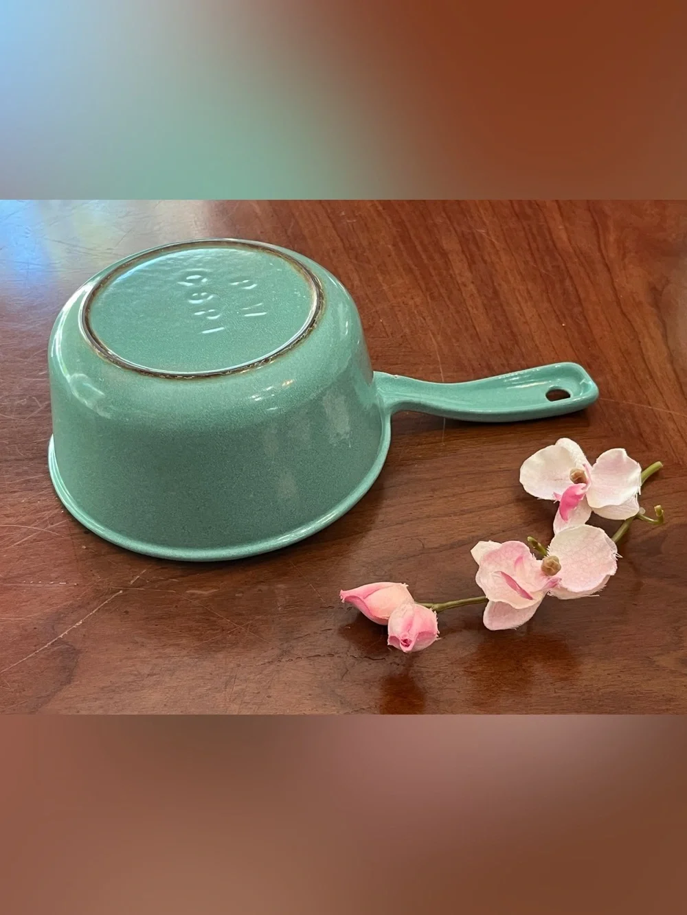 Vintage 1950s Prizer Ware Enameled Cast Iron Saucepan Melting Pot CSP-1